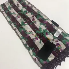 新品　ANNA SUI ストライプ花柄　　シルクスカーフ　アナスイ