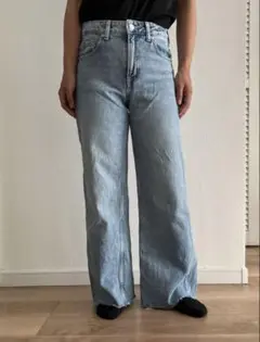 【送料無料】H&M ライトブルー　ワイドデニムパンツ