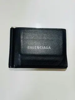 付属品完備／美品✨バレンシアガ マネークリップ　レザー　Bロゴ　ネイビー バレンシアガ ロゴ 594308 レザー マネークリップ グレー AB