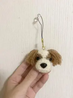 犬の顔 ストラップ 毛糸製