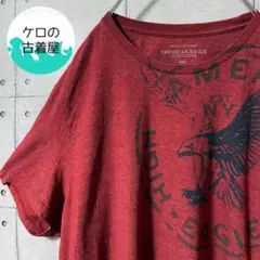 アメリカンイーグル ビッグサイズ プリント Tシャツ 3XL レッド US古着