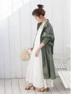 美品 ungrid ロングミリタリーコート