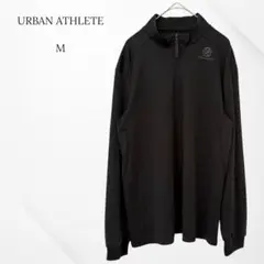 アーバンアスリート　ロングTシャツ　長袖　ハーフジップ　ブラック　Mポリエステル