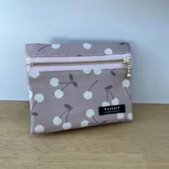 フタにファスナー☆移動ポケット☆さくらんぼ☆ピンク☆ハンドメイド
