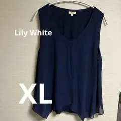 Lily White ネイビーノースリーブトップス 【XL】