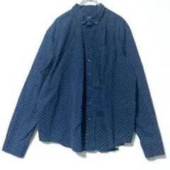 GEORGE ネイビー ドット柄 長袖シャツ 2XL〜3XL