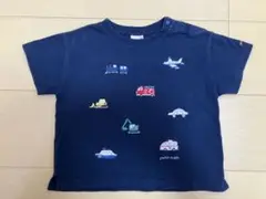 petit main 紺乗り物Ｔシャツ　80cm 　プティマイン