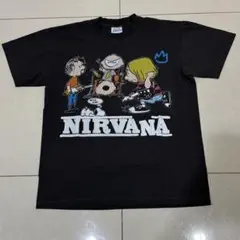 限定セールＬ★Hanes製★ニルヴァーナ×スヌーピー★インユーテロTシャツ黒