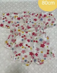 ミキハウス 花柄 甚平 80cm ゆかた じんべい