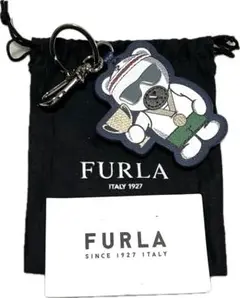フルラ　FURLA　チャーム　キーリング　レザー　くま　BEAR　ネイビー