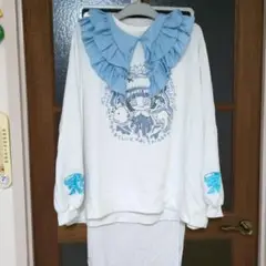 ぬた。天使界隈。フリル付きスウェット ホワイト