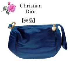 【美品❤️】Christian Diorポーチネイビー ゴールド金具キーリング付