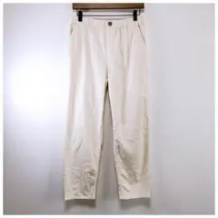 カジュアルパンツ シェフパンツ アイボリー ウエストゴム 楽ちん洗える 綿混 L