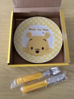 【値下げ】くまのプーさん　パンケーキセット　お皿　ナイフ　フォーク3点セット