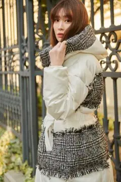 Her lip to Tweed Shell Down Long Coat