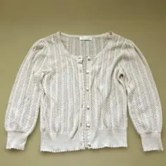 Feroux　透かし編みカーディガン　薄ピンク　Ｍサイズ