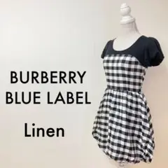07T569☆ BURBERRY BLUELABEL チェック ひざ丈ワンピース