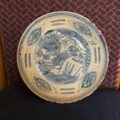 明代 呉須花鳥文皿 明末清初