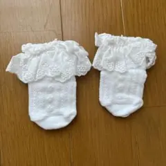 メゾピアノ　ベビー靴下　白　フリル　9-11cm