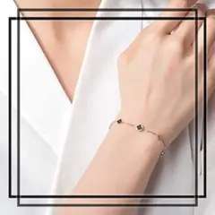 a274【四葉のクローバーブレスレット⭐️】幸運 シルバー925 K18GP 黒