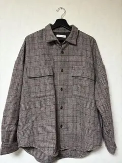 チェック柄シャツジャケット（ブラウン系）