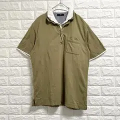 23区HOMME 半袖シャツ 半袖ポロシャツ ダブルカラー カーキ