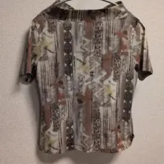 抽象模様 半袖シャツ ベージュ系