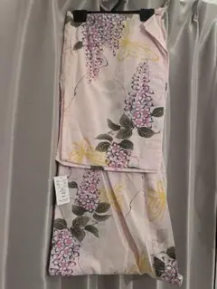 藤の花と蝶模様のピンク浴衣
