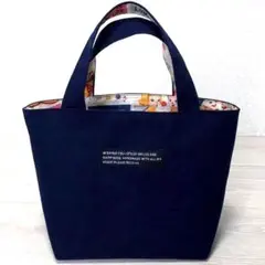 【味のり新作/新品】濃紺スイーツ柄&キャンバスダブルフェイストートバッグ弁当袋