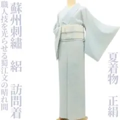 蘇州刺繡 夏着物 正絹 絽“職人技を光らせる蜀江文の晴れ間”訪問着 J-67