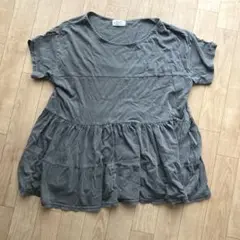 安値❣️BEAMS HEART グレー フリル半袖チュニック