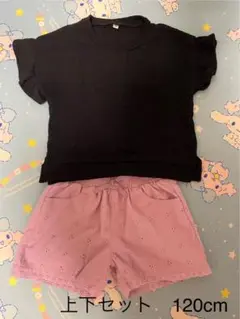 フリルTシャツ　黒　ショートパンツ　ピンク　セット　120cm 女の子