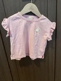 petit main ピンク フリル袖 Tシャツ 80