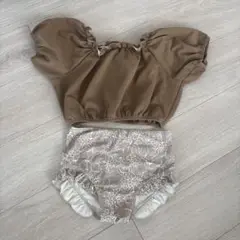 フリル付きブラウン水着セット130