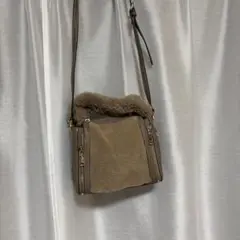 ブラウン スエードファー ショルダーバッグ