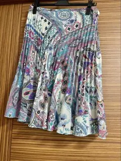 大人可愛い♪ ペイズリー柄 プリーツスカート 夏 秋 M相当