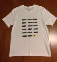 AGAIN プリント ホワイト Tシャツ XL