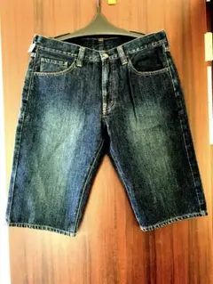 【新品タグ付き】 メンズ ダークブルー ショートパンツ コントラストステッチ32
