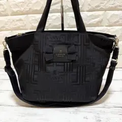 LANVIN ブラック トートバッグ 2WAY 総柄 ブラック ジャガード生地