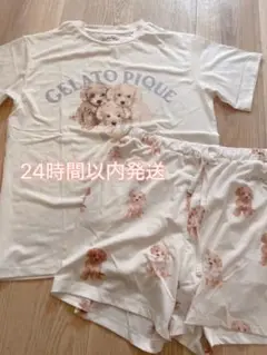 【新品】 ジェラートピケ　トイプードル ワンポイントTシャツ ショートパンツ F