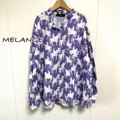 Melange メランジェ　乗馬　バンドカラー　シャツ　オーバーサイズ