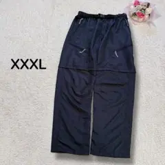 大きいサイズ3XL メンズ　ナイロンパン2wayハーフパンツ　ウエストゴム　黒