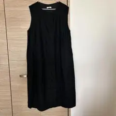 スタジオクリップ　ロングジレ　ブラック　リネン