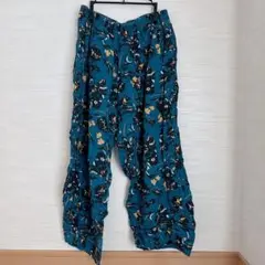 dreams co. フラワープリントパンツ Lサイズ ターコイズ