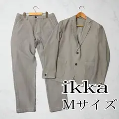 ikka　シアサッカー　セットアップ　ストライプ　白　グレー