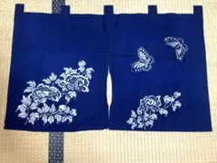 「新品未使用」藍染　のれん　蝶