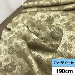 850A 難色！シルク！メロンイエロー系 花刺繍織柄 アオザイ生地 190cm