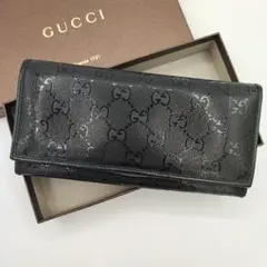 美品✨GUCCI インプリメ 長財布 GG柄 ロゴ パテントレザー ブラック