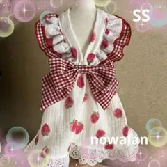 犬服ハンドメイド　デカリボン肩フリルワンピース