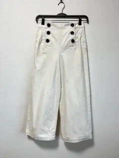 Le Minor ホワイト ワイドパンツ ボタン付き